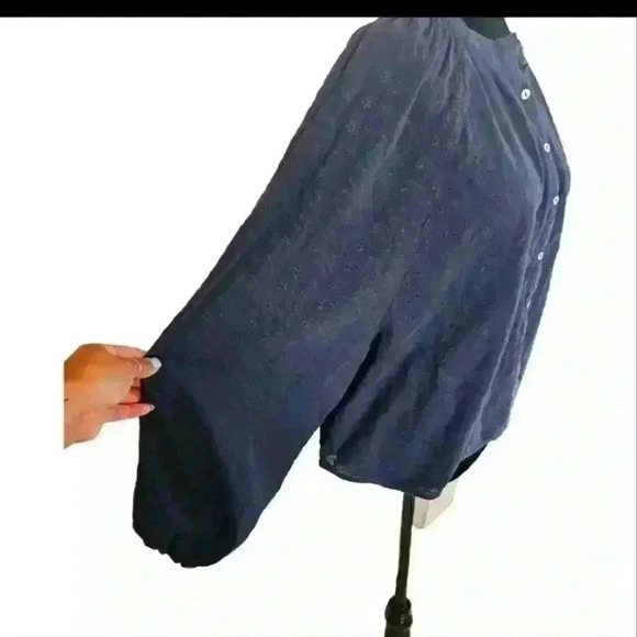 Free People Womens Navy Down From The Clouds Long Sleeve Blouse XS - Picture 6 of 12